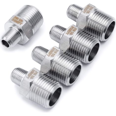 Barre Production 3/8-pouce x 1/8-pouce Mâle BSPT Hex Nipple Réduire Raccord en Acier Inoxydable 316 de Tuyau (paquet de 5) (1/5)