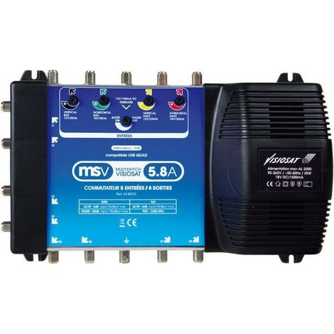 Distributeur de signaux - Visiosat - MSV5 8A - 4 entrées satellite - 8 sorties - Atténuation réglable