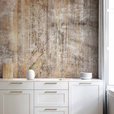 Fototapete – Abstraktes Beige – Hintergrund mit schwarzen Mustern und einer Betonstruktur