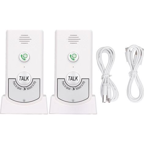 Interphone vocal sans fil, sonnette intelligente à 2 voies pour soignants âgés et personnes handicapées, blanc (1/5)