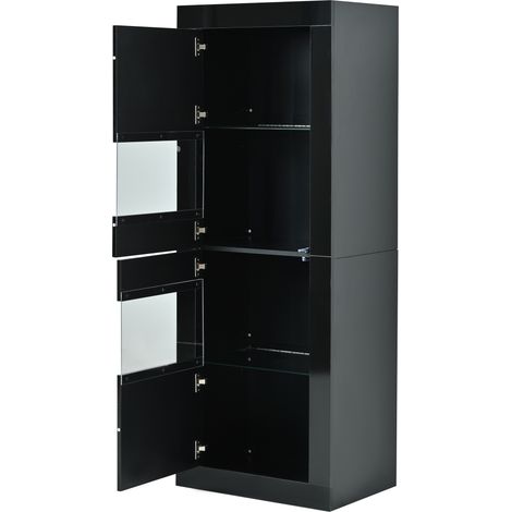 Schwarze Vitrine mit LED-Beleuchtung 61 x 42 x 162 cm, 1 Glasboden, Standmöbel (1/5)