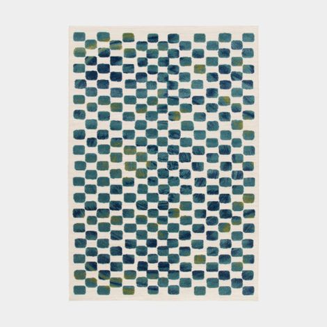 Tapis extérieur et intérieur motif géométrique - Idylle - Bleu et vert - 120 x 170 cm (1/5)