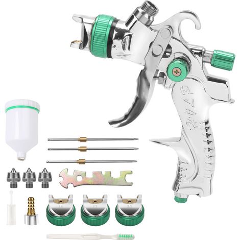 SWANEW 2x Pistola a spruzzo HVLP con tazza per liquidi da 600 ml 1.4MM/1.7MM/2.0MM 3 dimensioni di ugelli (1/5)