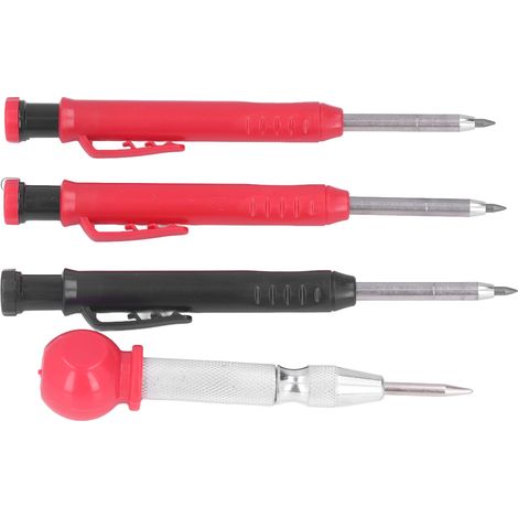 Set aus massiven Zimmermannsbleistiften mit Ersatzminen, Druckbleistift mit langer Spitze für tiefe Löcher (1/5)