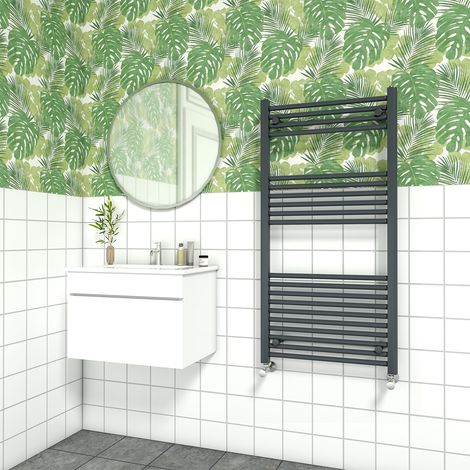 Bathroom Straight Heated Towel Rail Radiator Ladder Warmer Heating Anthracite 1200x600mm