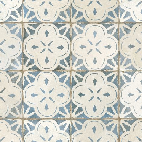 Carrelage Vintage effet Carreau ciment Bleu 45x45x0,95 cm Calenza - Sol et mur intérieur (vendu par carton de 1 m²) - RO'MA CARRELAGE