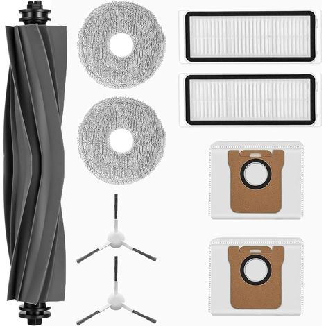 9 Stück Zubehörset für Dreame L10s Ultra/L10 Ultra/L10 , 1 Hauptbürste, 2 Staubbeutel, 2 Wischtücher, 2 Filter, 2 Seitenbürsten, Saugroboter Ersatzteile Zubehör (1/5)