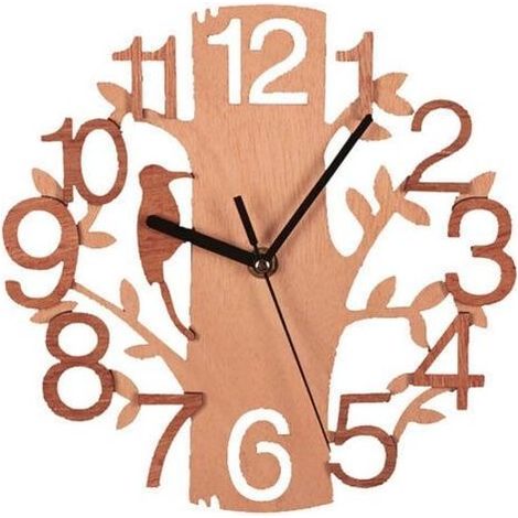 Wanduhr in Baumform aus Holz, geräuschlose runde Uhr, geräuschlos, für Küche, Wohnzimmer, Schlafzimmer, Büro (211129GS05-2) (1/5)