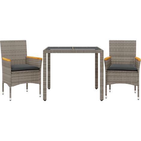 Maison Exclusive - Set comedor jardín 3 pzas y cojines ratán sint (1/5)