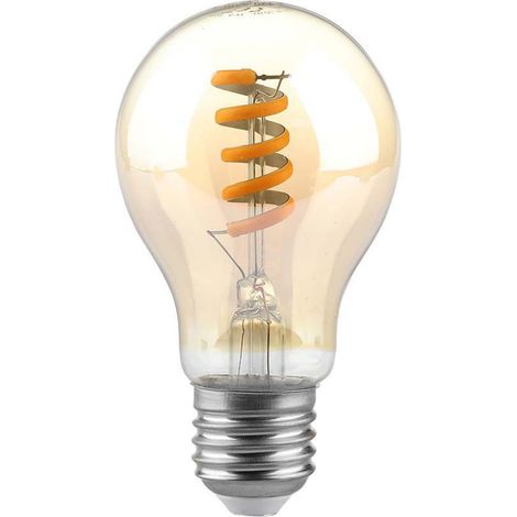 Bombilla LED V-TAC E27 4W 100LM/W A60 Filamento Espiral Ámbar 1800K