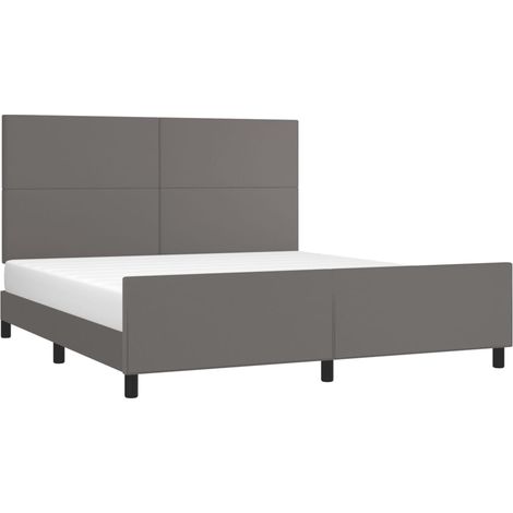 Estructura de cama con cabecero cuero sintético gris 180x200cm vidaXL (1/5)