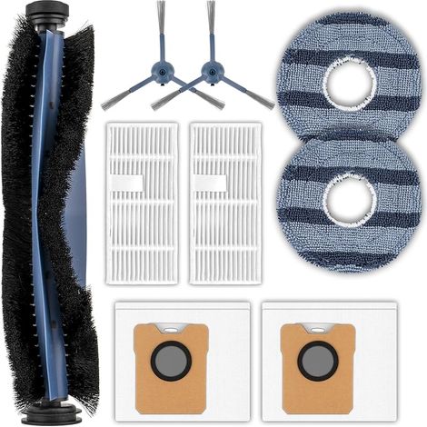 (9 Pièces) C20 Omni Pièces De Rechange Pour Aspirateur Robot Eufy C20 Omni, 1 Brosse Rotative, 2 Filtres Hepa, 2 Brosses Latérales, 2 Sacs à Poussière, 2 Serpillères, Kit d'Accessoires (1/5)