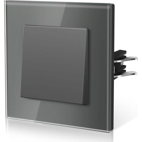 Interrupteur Mural, Interrupteur à Bascule Griffes, Verre Interrupteur Lampe De Chevet, 4 couleurs pour les choix, 1 Gang 1Way, 86mm, Gris (1/5)