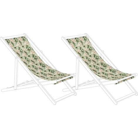 Set di 2 Teli Sostitutivi per sdraio fantasie foglie e fiori rosa multicolore Anzio / Avellino