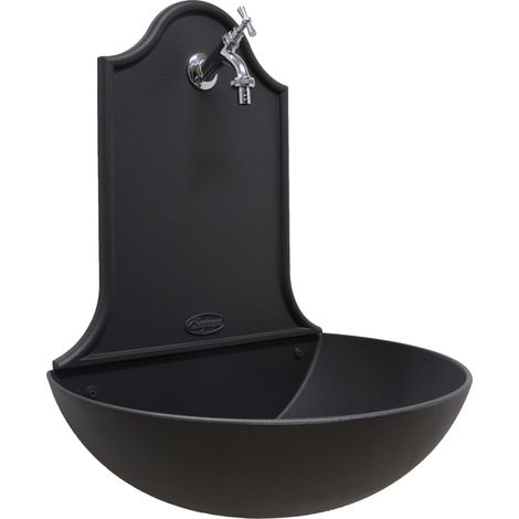 Fontaine murale en fonte couleur Marbella avec robinet chrome pour jardin à la maison