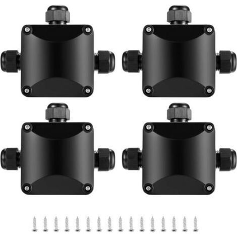 4 Pièces Boîte de Jonction IP68, Connecteur Étanche 3 Voies Connecteurs Boîtier Électrique Extérieur, Boite Raccord Electrique Etanche - Ø 5.5mm-10mm/Noir (1/5)