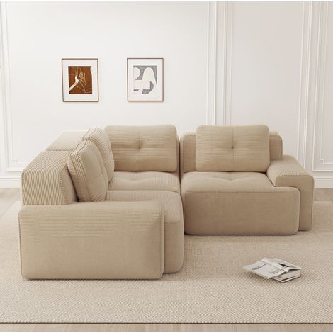 Modulares Ecksofa aus Cord mit 74 cm Sitztiefe OKMYHOME (1/5)