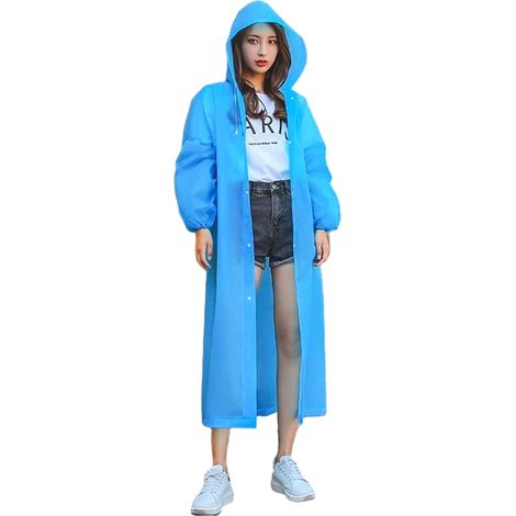 Imperméable bleu en EVA, non jetable, pour les voyages et les activités de plein air, portable pour adultes, 150 g, 18 pouces, effet soie givrée, extra épais, poignets resserrés.