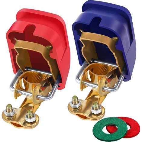 1 paire de pinces de batterie 12V 100A, rouge et noires, pinces rapides pour voiture et bateau. Sécurisées, résistantes et fiables pour tous vos besoins de démarrage électrique (rouge et blanc)) (1/5)