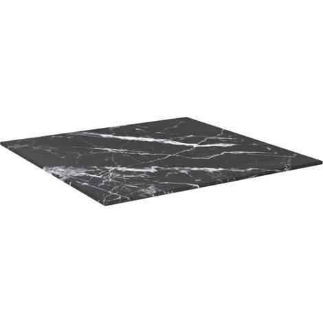 Dessus de table  Dessus de bureau  Plateau de table noir 50x50 cm 6 mm verre trempé design marbre