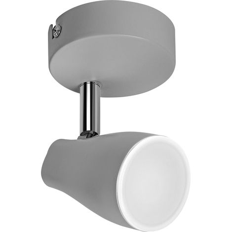 OSRAM Spot LED SPOT PEAR pour montage au plafond, gris, 4,3W, 210lm, lumière directionnelle avec couleur de lumière blanc chaud, avec tête flexible GU10, ampoule GU10 incluse, IP20, 2700K. (1/4)