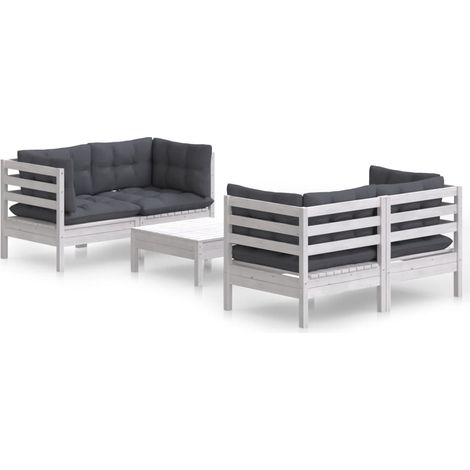 Maison Exclusive - Set Divani da Giardino 5 pz con Cuscini Antracite Legno di Pino (1/5)