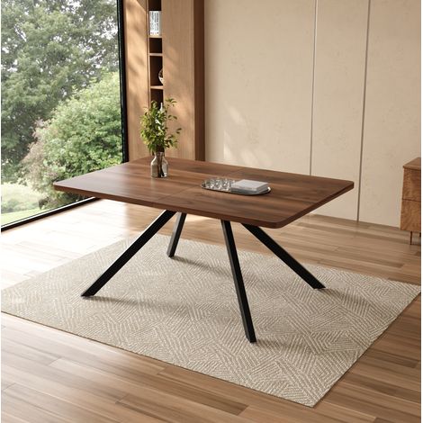 Tavolo da pranzo allungabile in MDF noce 160/200/240 x 90 cm rettangolare 6-10 posti (1/5)