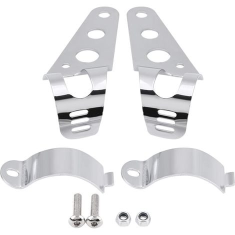 Support de Phare Moto pour Fourche (35-43mm) - Kit de Fixation Chrome pour Custom Café Racer (1/5)