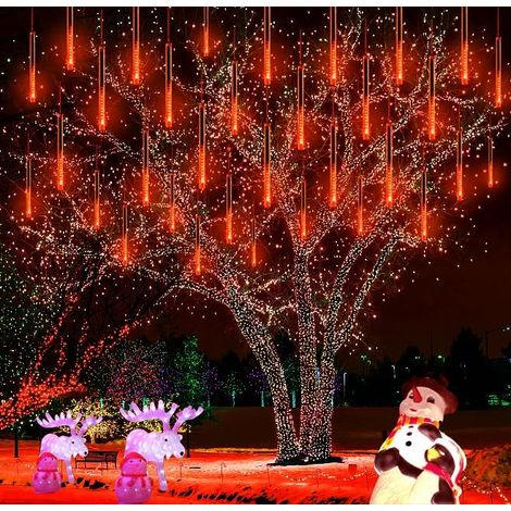 Guirlande lumineuse d'extérieur - 20 tubes LED - Étanche - Pour Noël, Halloween, jardin, fenêtre - Orange (1/5)