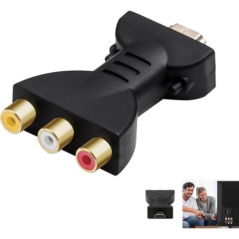 Adaptateur HDMI vers RCA, Convertisseur HDMI mâle AV 3RCA Femelle Composite Vidéo Audio vers CVBS Compatible avec TV DVD Projecteur Boîtier Multimédia avec Connecteurs Rouge Blanc Jaune (1/5)