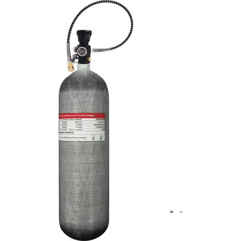 Cylindre haute pression, construction en fibre de carbone, pression de travail de 300 bars, 4.7L avec vanne (1/2)