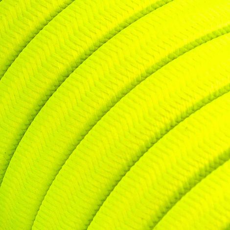 Creative-Cables Cavo elettrico piatto per catenaria, 25 m, Giallo Fluo, Rivestito in tessuto effetto seta