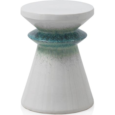 tabouret céramique blanc bleu brillant déco salon - blanc dégradé bleu vert (1/3)