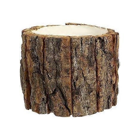 Natural wood flower pot, bark, barrel, rustic planter, garden and indoor decoration (1/4)