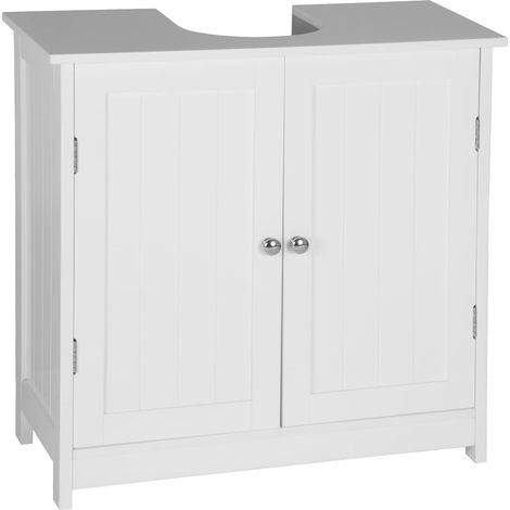 WOLTU Armadietto da Bagno Sotto Lavello Mobile bagno con Ante e Ripiano Interno Bianco (1/7)