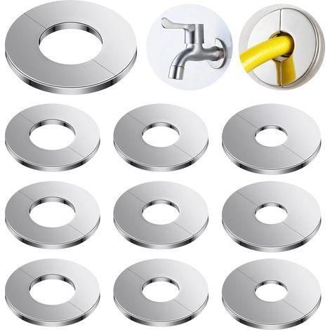 Lntyq – Lot de 10 caches tuyau radiateur – 4 tailles diamètre – Acier inoxydable – Installation facile avec adhésif double face – Finition polie miroir (1/5)