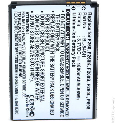 NX - Batterie téléphone, smartphone, GSM pour LG 3.7V 1800mAh - BL-54SHH525NBL-54SGEA (1/4)