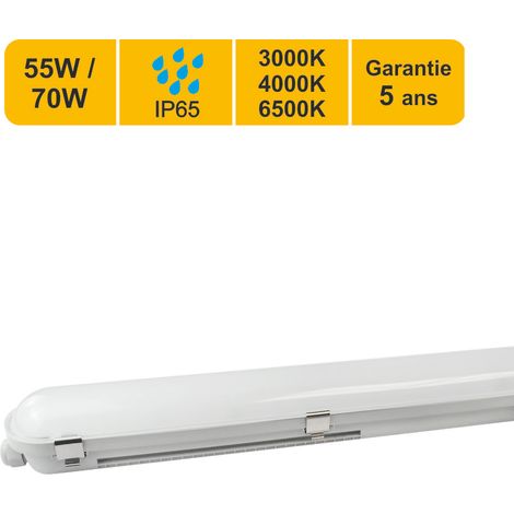 Réglettes LED IP65 150cm 55/70W - 3CCT- traversant - garantie 5 ans