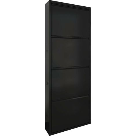 Dmora - Schuhschrank Danastasi, Schuhregal, Mehrzweck-Eingangsgarderobe, Möbel für Schuhe, 50x15h138 cm, Schwarz
