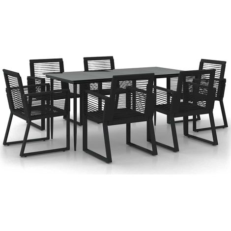 Maison Exclusive - Set da Pranzo da Giardino 7 pz Nero in Rattan PVC (1/5)