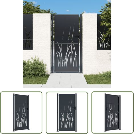 The Living Store Gartentor Anthrazit 105x205 cm Stahl Gras-Design - Gartentor - Metalltor - Stahltür - Zaun - Einfahrtstor (1/5)