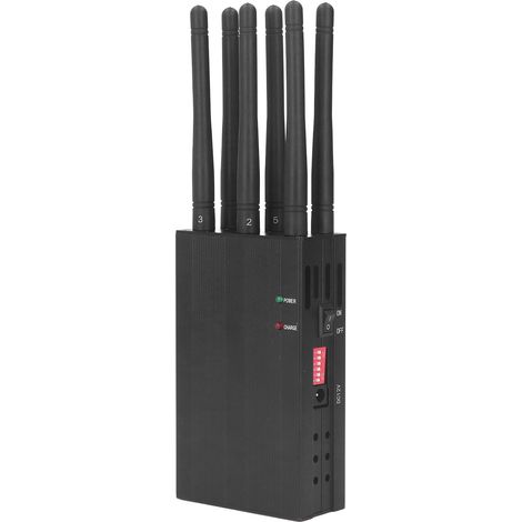 Brouilleur de signal portable 6 canaux, portée de brouillage 15 m, bloqueur d'ondes multifréquences pour usage extérieur, dispositif anti-espionnage compact.