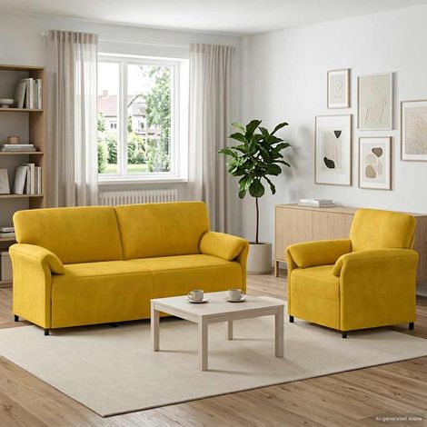 vidaXL Ensemble de Canapés 2 pc Jaune Velours (1/5)