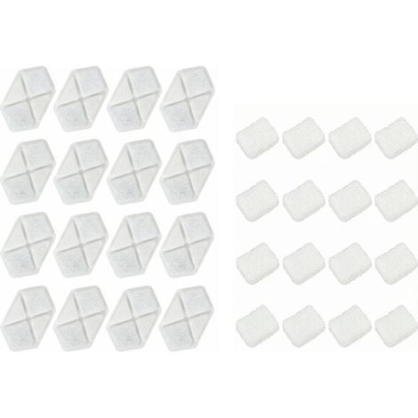 16 pcs Filtre Fontaine Eau Chat Distributeur Eau Filtrante Triple Système Filtration Blanc