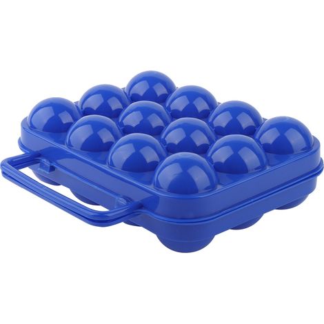 Boîte de rangement pour 12 œufs en plastique double face avec poignée (bleu) (1/5)