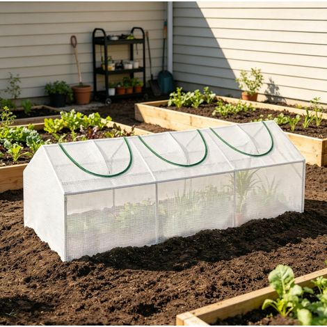 Invernadero compacto modular blanco 180 x 60 x 60 cm en acero y plástico DESVIAE (1/5)