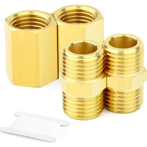 4pièces raccord de tuyau en laiton, coupleur Hex Nipple laiton, 3/4" x 3/4" BSP tuyau de filetage mâle, 3/4Inch x 3/4Inch BSP tuyau de filetage femelle (1/5)