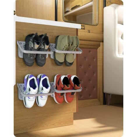 Support de Chaussure Mural Pliable 4 Pieces, Range-Chaussures Rabattable Etagere Suspendue pour etagère de Rangement pour Chaussures, 4 pcs Gris (1/4)
