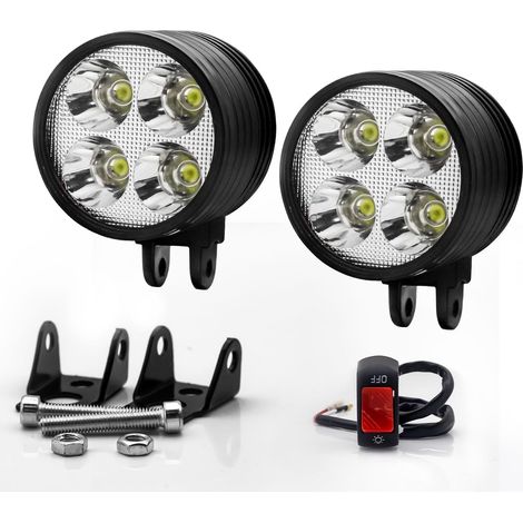 [3 Modes] 2PCS LED Feux Additionnels Moto Interrupteur, Phare de 2 Inch Ronde 12V 24V Phare Antibrouillard Auxiliaire (1/3)