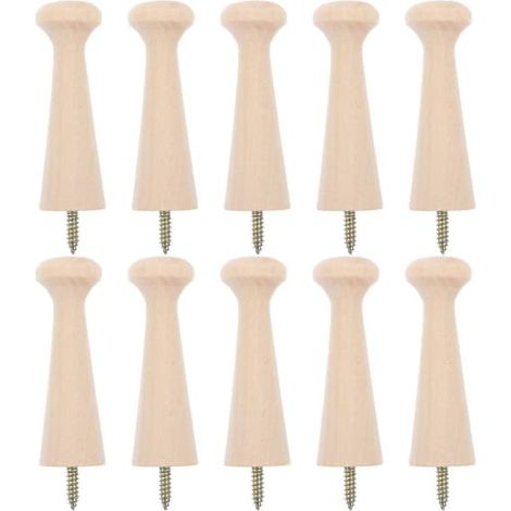 Filiyano-Lot de 10 boutons à visser style shaker en bois pour fixation murale ou panneau à crochets. (1/4)